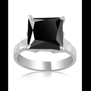 Natural Black Diamond Ring 4.6 Carats 925Silver